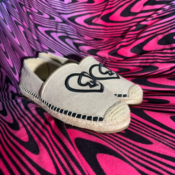 NEW Kate Spade Gwen Heart Spade Espadrilles cream black casual flats - Picture 2 of 4